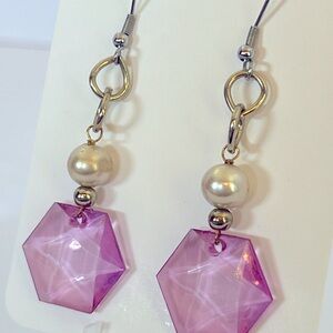 Cute, trendy handcrafted dangle earrings. Bead, wood, stone,crystals. S/G plated